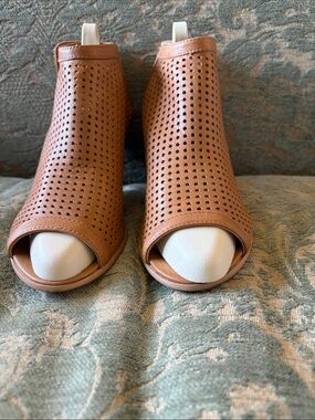 Steve Madden Perforated Open-Toe Ankle Booties in Brown